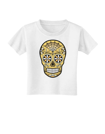 TooLoud Version 8 Gold Day of the Dead Calavera Toddler T-Shirt-Toddler T-Shirt-TooLoud-White-2T-Davson Sales