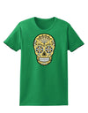 TooLoud Version 8 Gold Day of the Dead Calavera Womens Dark T-Shirt-Womens T-Shirt-TooLoud-Kelly-Green-X-Small-Davson Sales