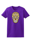 TooLoud Version 8 Gold Day of the Dead Calavera Womens Dark T-Shirt-Womens T-Shirt-TooLoud-Purple-X-Small-Davson Sales