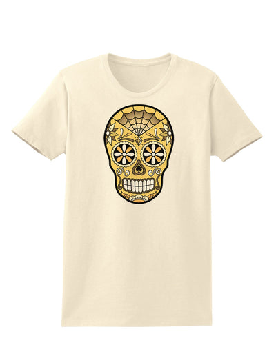 TooLoud Version 8 Gold Day of the Dead Calavera Womens T-Shirt-Womens T-Shirt-TooLoud-Natural-X-Small-Davson Sales