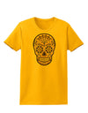 TooLoud Version 8 Gold Day of the Dead Calavera Womens T-Shirt-Womens T-Shirt-TooLoud-Gold-X-Small-Davson Sales