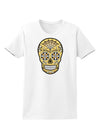 TooLoud Version 8 Gold Day of the Dead Calavera Womens T-Shirt-Womens T-Shirt-TooLoud-White-X-Small-Davson Sales