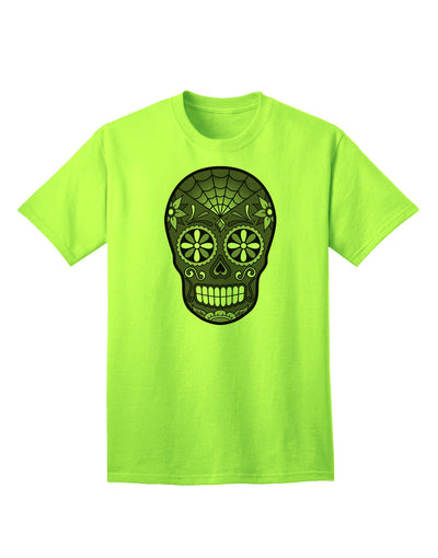 TooLoud Version 9 Black and White Day of the Dead Calavera Adult T-Shirt-unisex t-shirt-TooLoud-Neon-Green-Small-Davson Sales