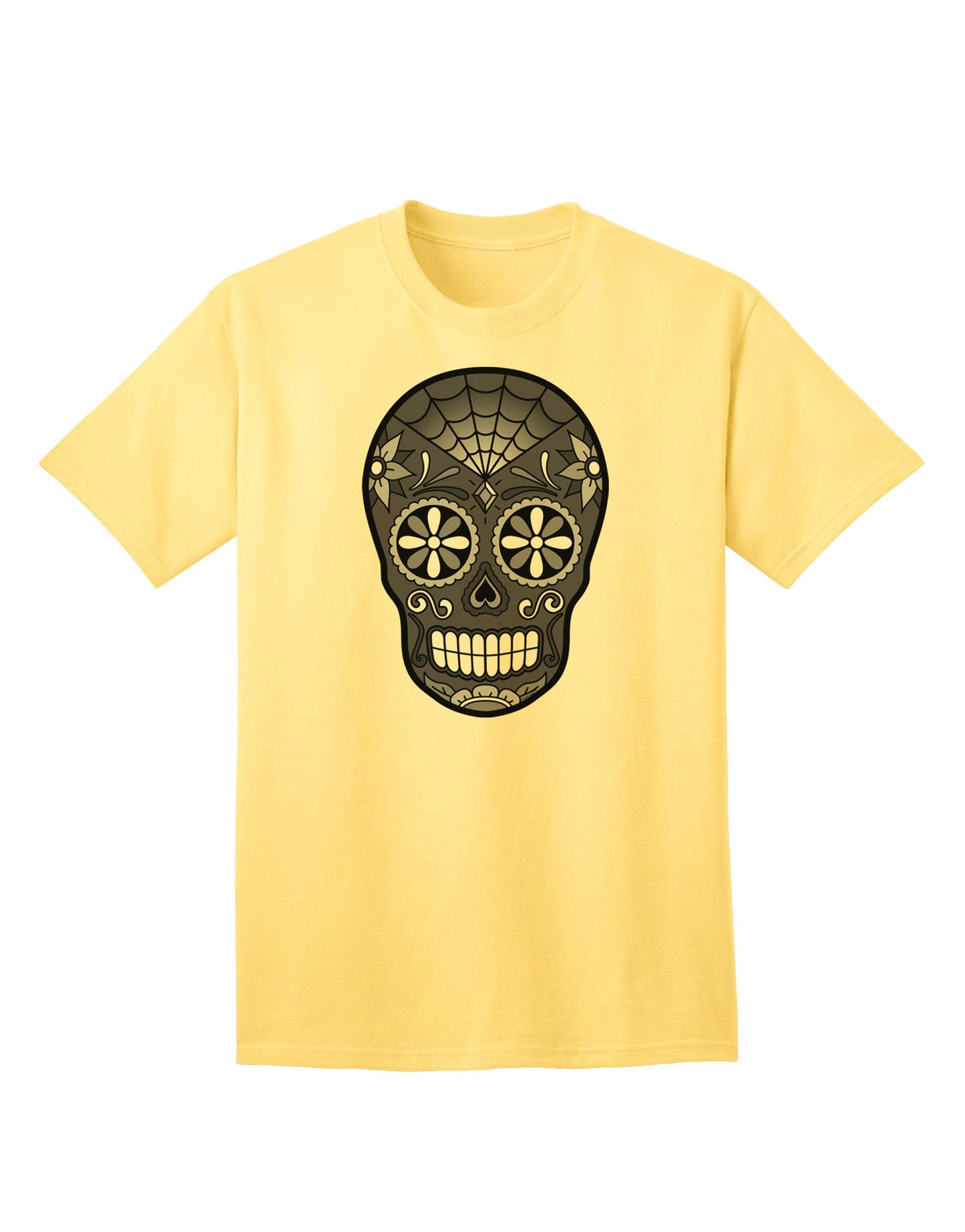 TooLoud Version 9 Black and White Day of the Dead Calavera Adult T-Shirt-unisex t-shirt-TooLoud-Yellow-Small-Davson Sales