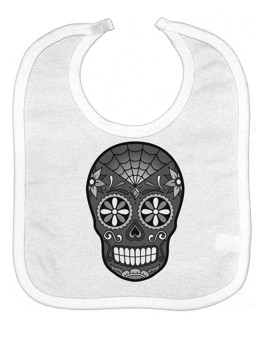 TooLoud Version 9 Black and White Day of the Dead Calavera Baby Bib