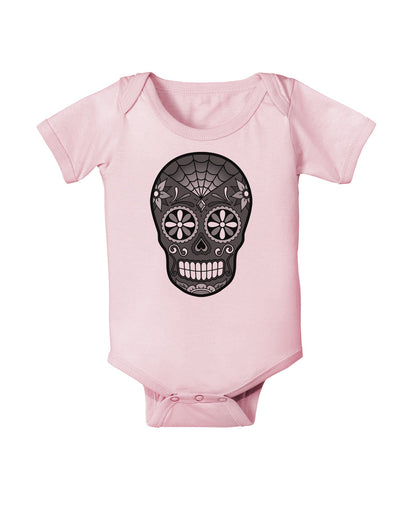 TooLoud Version 9 Black and White Day of the Dead Calavera Baby Romper Bodysuit-Baby Romper-TooLoud-Light-Pink-06-Months-Davson Sales