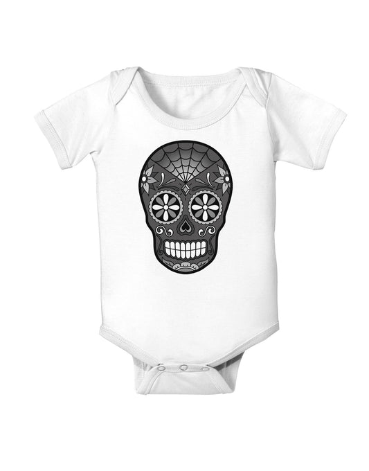 TooLoud Version 9 Black and White Day of the Dead Calavera Baby Romper Bodysuit-Baby Romper-TooLoud-White-06-Months-Davson Sales