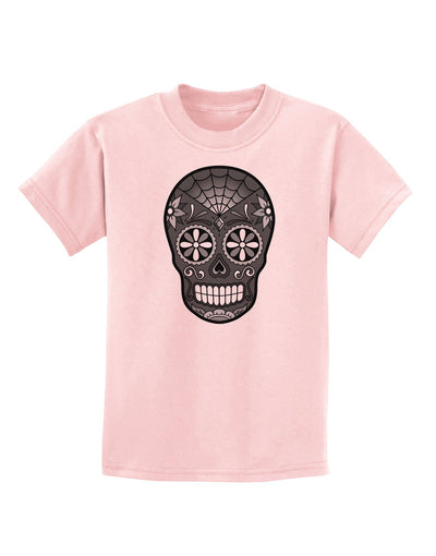 TooLoud Version 9 Black and White Day of the Dead Calavera Childrens T-Shirt-Childrens T-Shirt-TooLoud-PalePink-X-Small-Davson Sales