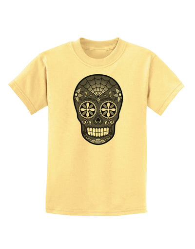 TooLoud Version 9 Black and White Day of the Dead Calavera Childrens T-Shirt-Childrens T-Shirt-TooLoud-Daffodil-Yellow-X-Small-Davson Sales