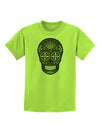 TooLoud Version 9 Black and White Day of the Dead Calavera Childrens T-Shirt-Childrens T-Shirt-TooLoud-Lime-Green-X-Small-Davson Sales