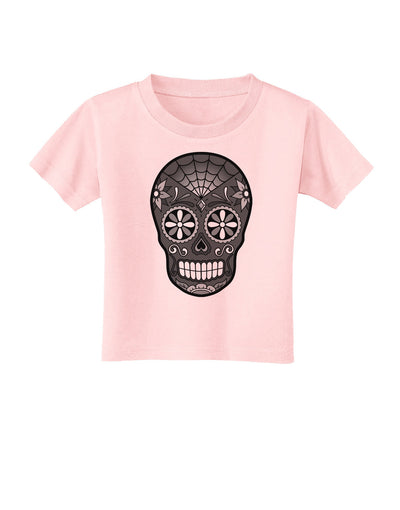 TooLoud Version 9 Black and White Day of the Dead Calavera Toddler T-Shirt-Toddler T-Shirt-TooLoud-Light-Pink-2T-Davson Sales