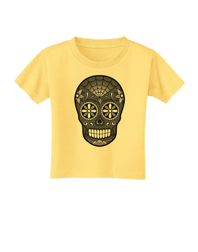 TooLoud Version 9 Black and White Day of the Dead Calavera Toddler T-Shirt-Toddler T-Shirt-TooLoud-Daffodil-Yellow-2T-Davson Sales