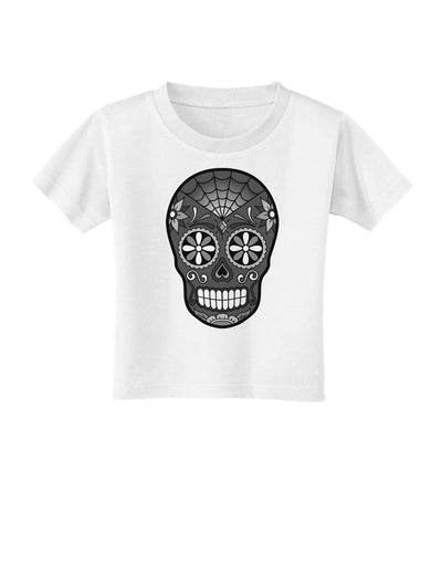 TooLoud Version 9 Black and White Day of the Dead Calavera Toddler T-Shirt-Toddler T-Shirt-TooLoud-White-2T-Davson Sales