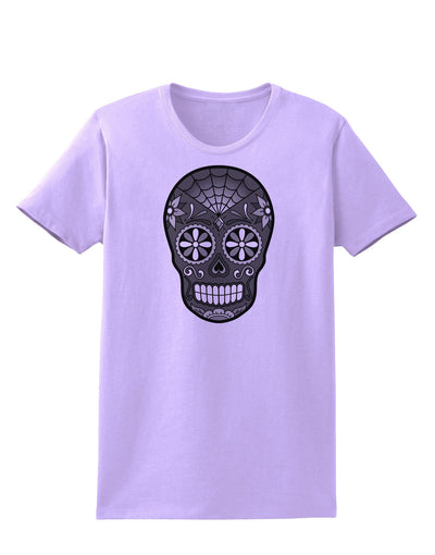 TooLoud Version 9 Black and White Day of the Dead Calavera Womens T-Shirt-Womens T-Shirt-TooLoud-Lavender-X-Small-Davson Sales