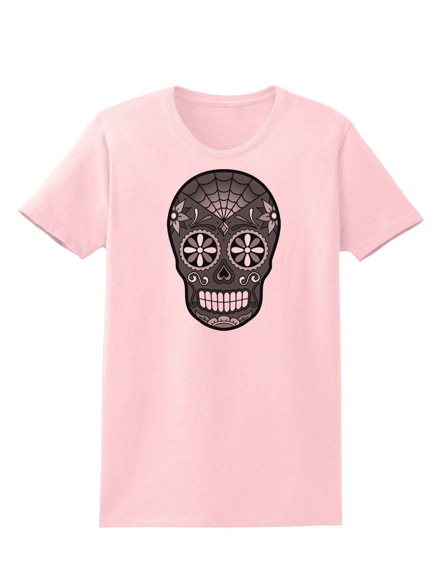 TooLoud Version 9 Black and White Day of the Dead Calavera Womens T-Shirt-Womens T-Shirt-TooLoud-PalePink-X-Small-Davson Sales