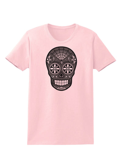 TooLoud Version 9 Black and White Day of the Dead Calavera Womens T-Shirt-Womens T-Shirt-TooLoud-PalePink-X-Small-Davson Sales