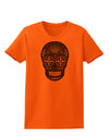 TooLoud Version 9 Black and White Day of the Dead Calavera Womens T-Shirt-Womens T-Shirt-TooLoud-Orange-X-Small-Davson Sales