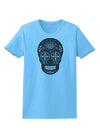 TooLoud Version 9 Black and White Day of the Dead Calavera Womens T-Shirt-Womens T-Shirt-TooLoud-Aquatic-Blue-X-Small-Davson Sales