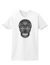 TooLoud Version 9 Black and White Day of the Dead Calavera Womens T-Shirt-Womens T-Shirt-TooLoud-White-X-Small-Davson Sales