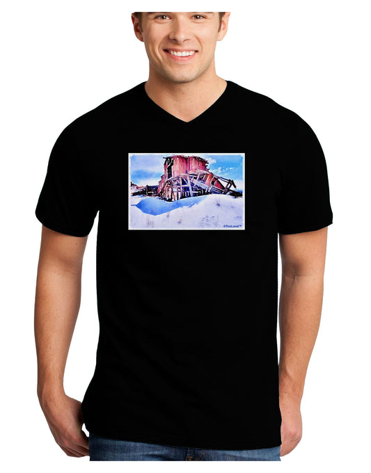 TooLoud Victor Mines Colorado Watercolor Adult Dark V-Neck T-Shirt-TooLoud-Black-Small-Davson Sales