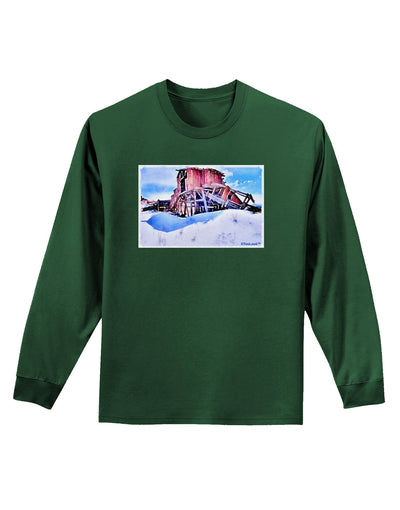 TooLoud Victor Mines Colorado Watercolor Adult Long Sleeve Dark T-Shirt-TooLoud-Dark-Green-Small-Davson Sales