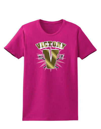 TooLoud Victory V Womens Dark T-Shirt-TooLoud-Hot-Pink-Small-Davson Sales