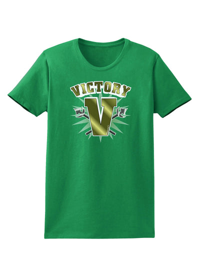 TooLoud Victory V Womens Dark T-Shirt-TooLoud-Kelly-Green-X-Small-Davson Sales