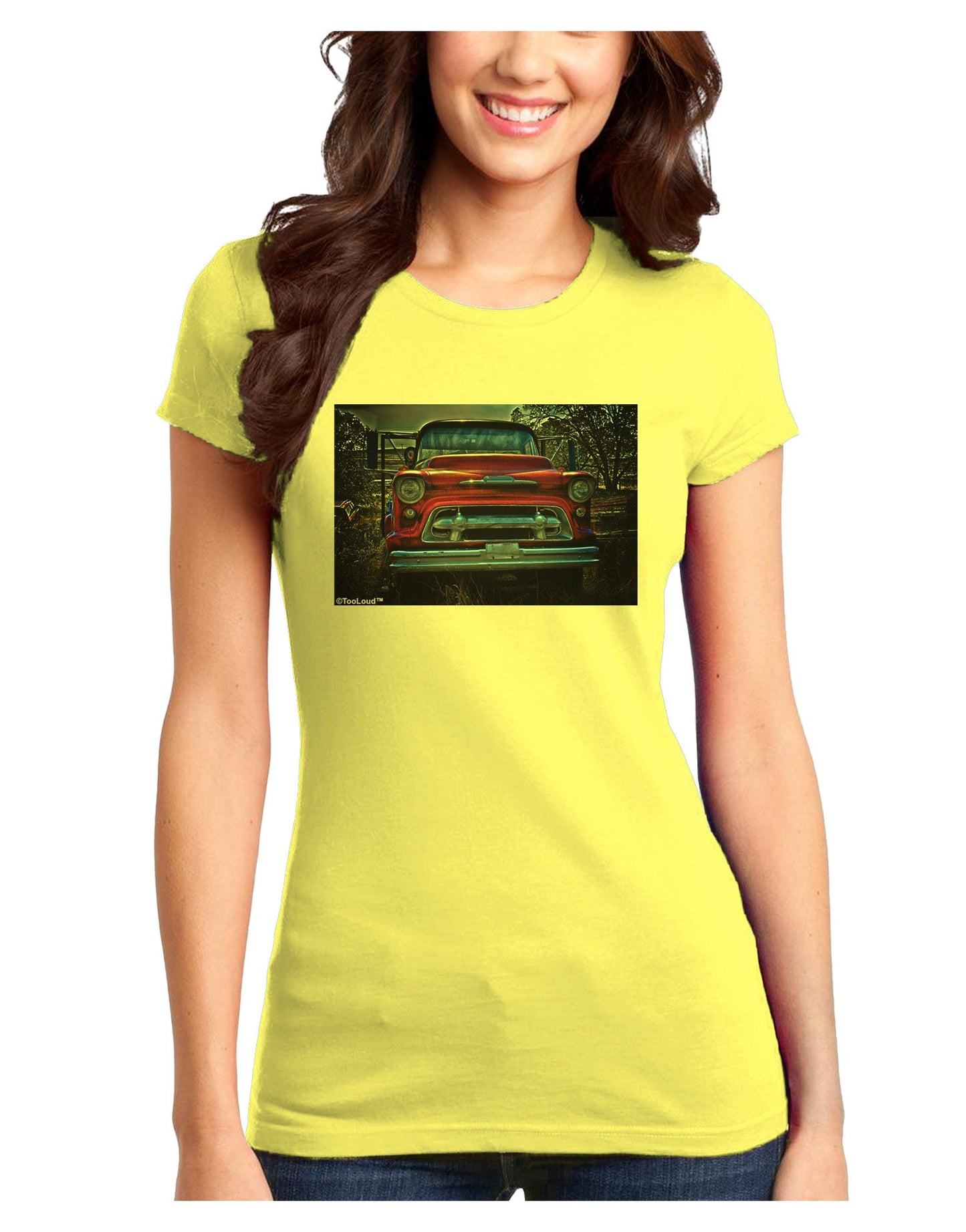 TooLoud Vintage Truck Juniors Petite T-Shirt-T-Shirts Juniors Tops-TooLoud-Yellow-Juniors Fitted X-Small-Davson Sales