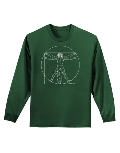 TooLoud Vitruvian Man Drawing Adult Long Sleeve Dark T-Shirt-TooLoud-Dark-Green-Small-Davson Sales