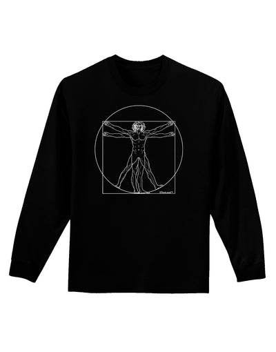 TooLoud Vitruvian Man Drawing Adult Long Sleeve Dark T-Shirt-TooLoud-Black-Small-Davson Sales