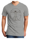 TooLoud Vitruvian Man Drawing Adult V-Neck T-shirt-Mens V-Neck T-Shirt-TooLoud-HeatherGray-Small-Davson Sales