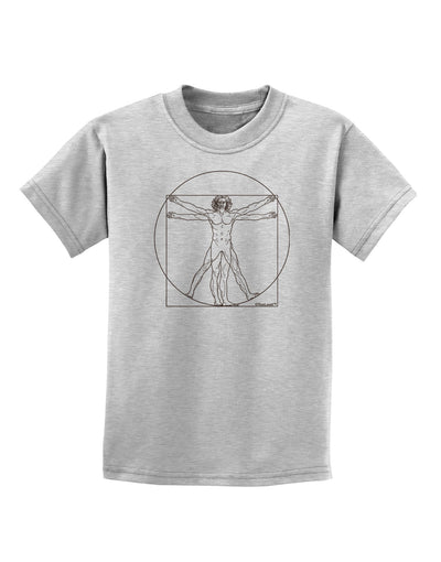 TooLoud Vitruvian Man Drawing Childrens T-Shirt-Childrens T-Shirt-TooLoud-AshGray-X-Small-Davson Sales