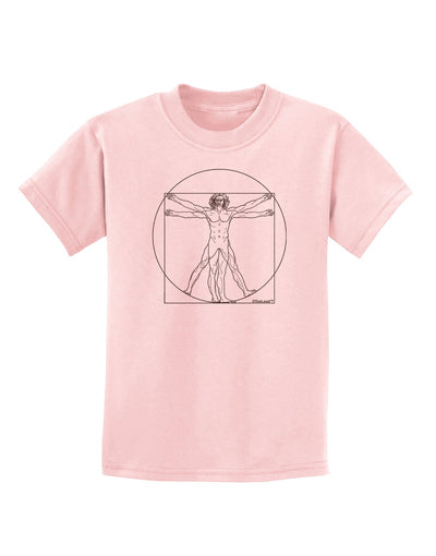 TooLoud Vitruvian Man Drawing Childrens T-Shirt-Childrens T-Shirt-TooLoud-PalePink-X-Small-Davson Sales