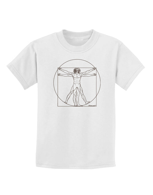 TooLoud Vitruvian Man Drawing Childrens T-Shirt-Childrens T-Shirt-TooLoud-White-X-Small-Davson Sales