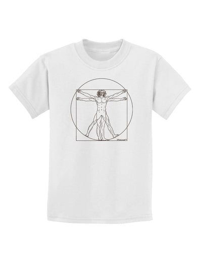 TooLoud Vitruvian Man Drawing Childrens T-Shirt-Childrens T-Shirt-TooLoud-White-X-Small-Davson Sales