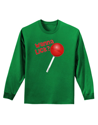 TooLoud Wanna Lick Lollipop Adult Long Sleeve Dark T-Shirt-TooLoud-Kelly-Green-Small-Davson Sales