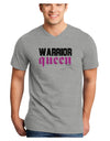 TooLoud Warrior Queen Pink Script Adult V-Neck T-shirt-Mens V-Neck T-Shirt-TooLoud-HeatherGray-Small-Davson Sales