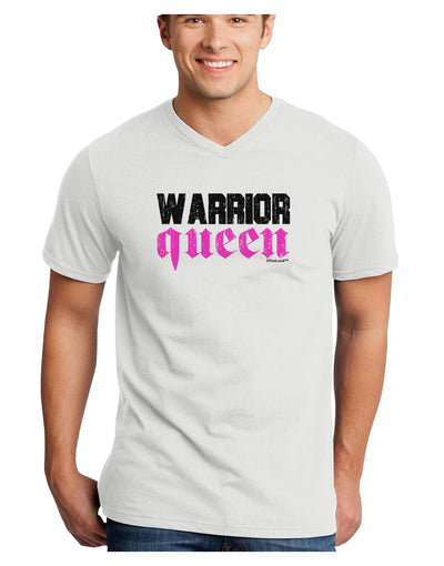 TooLoud Warrior Queen Pink Script Adult V-Neck T-shirt-Mens V-Neck T-Shirt-TooLoud-White-Small-Davson Sales