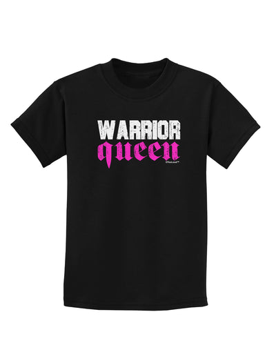 TooLoud Warrior Queen Pink Script Childrens Dark T-Shirt-Childrens T-Shirt-TooLoud-Black-X-Small-Davson Sales