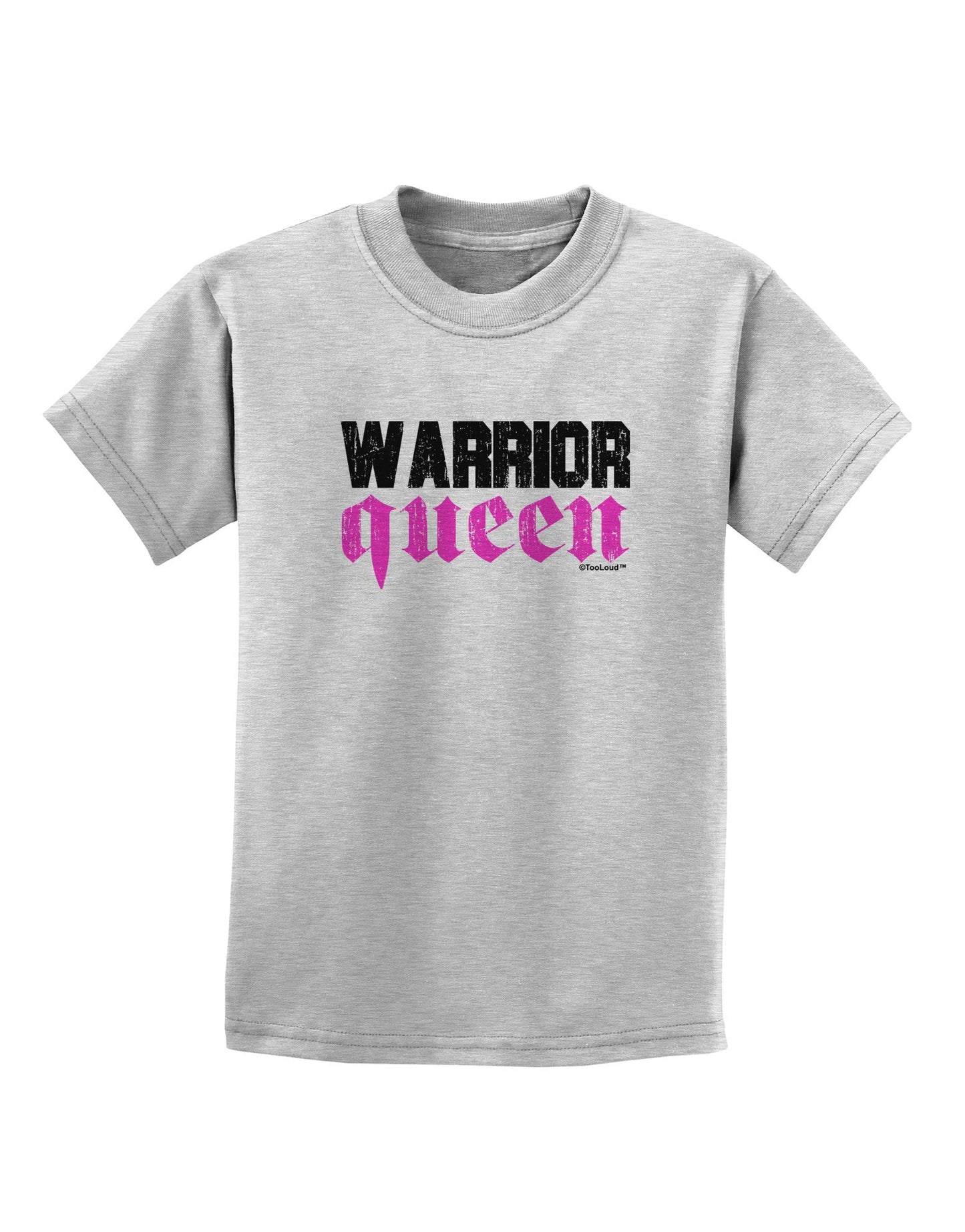 TooLoud Warrior Queen Pink Script Childrens T-Shirt-Childrens T-Shirt-TooLoud-AshGray-X-Small-Davson Sales