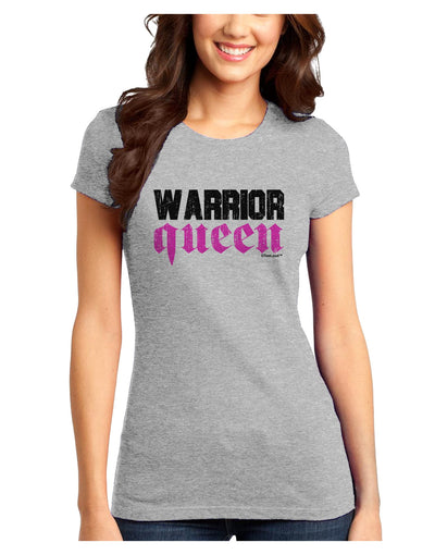 TooLoud Warrior Queen Pink Script Juniors T-Shirt-Womens Juniors T-Shirt-TooLoud-Ash-Gray-Juniors Fitted X-Small-Davson Sales