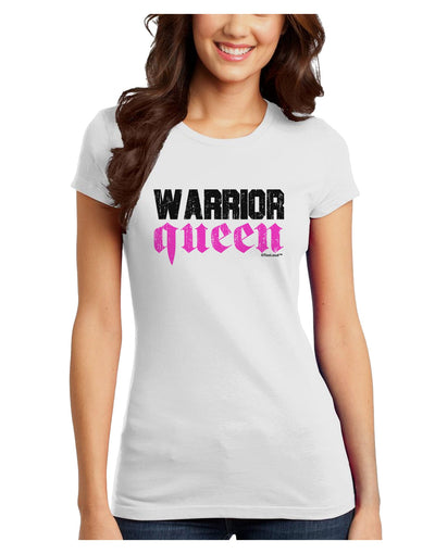 TooLoud Warrior Queen Pink Script Juniors T-Shirt-Womens Juniors T-Shirt-TooLoud-White-Juniors Fitted X-Small-Davson Sales