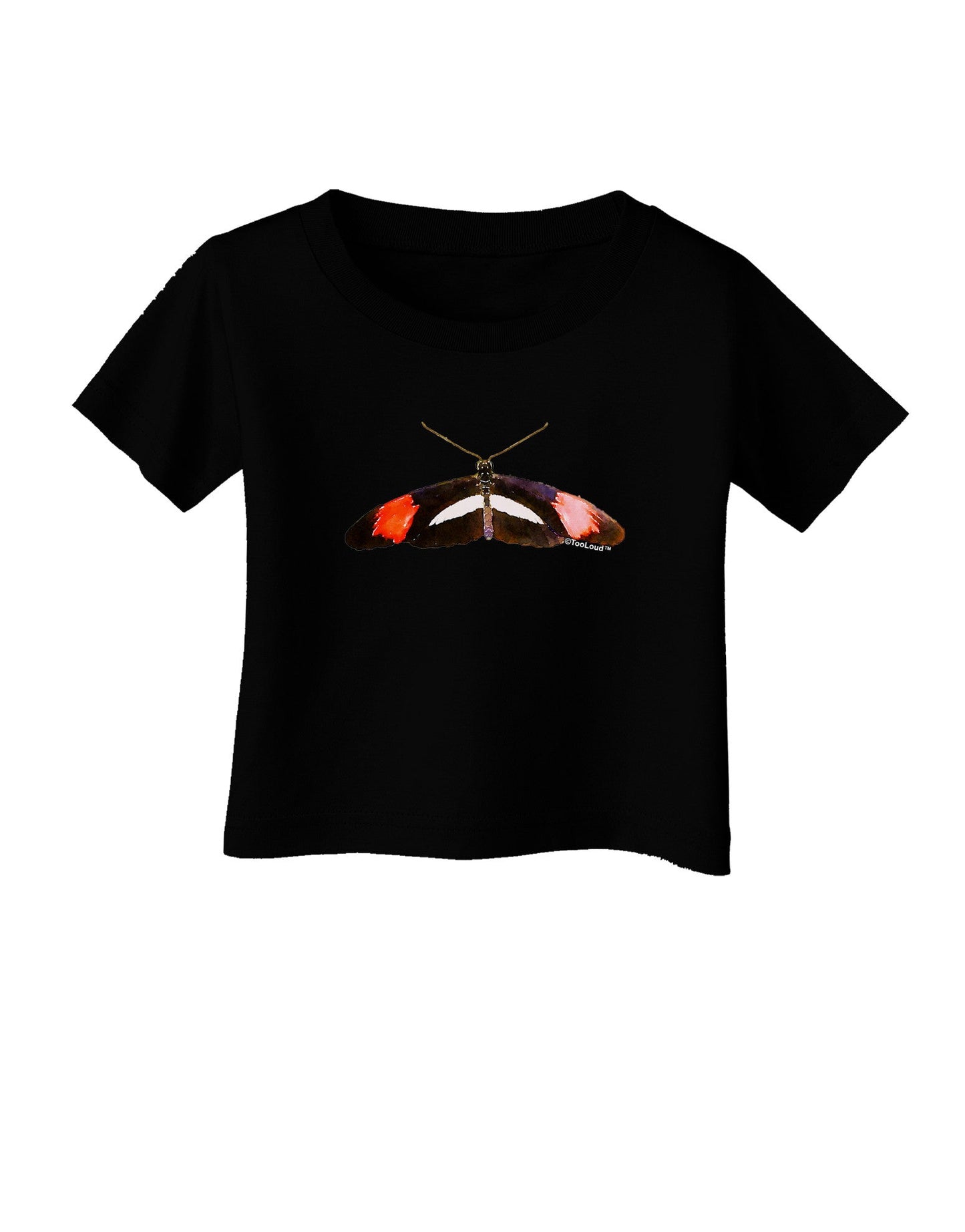 TooLoud Watercolor Butterfly Black Infant T-Shirt Dark-Infant T-Shirt-TooLoud-Black-06-Months-Davson Sales