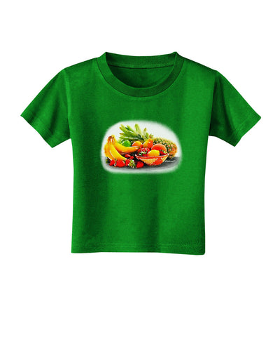 TooLoud Watercolor Fruit Bowl 1 Toddler T-Shirt Dark-Toddler T-Shirt-TooLoud-Clover-Green-2T-Davson Sales