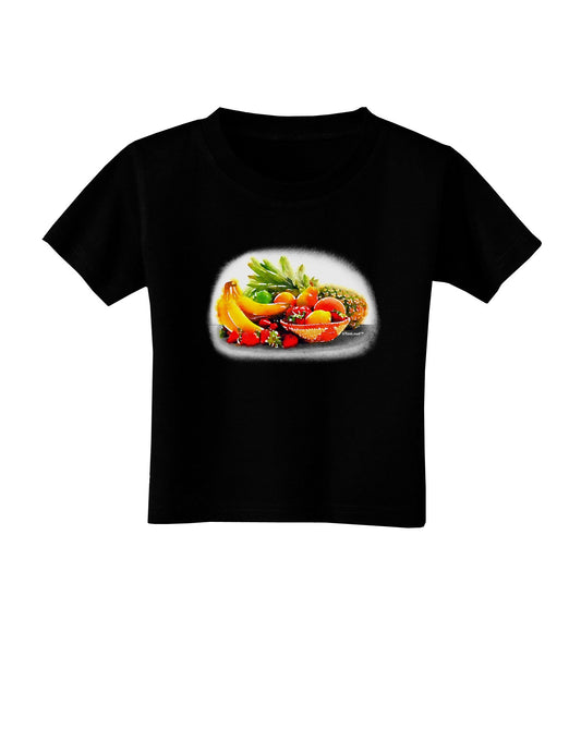 TooLoud Watercolor Fruit Bowl 1 Toddler T-Shirt Dark-Toddler T-Shirt-TooLoud-Black-2T-Davson Sales