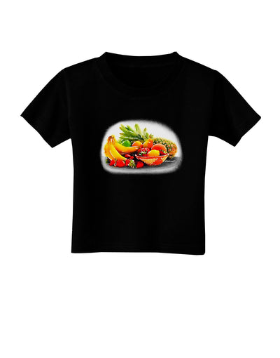 TooLoud Watercolor Fruit Bowl 1 Toddler T-Shirt Dark-Toddler T-Shirt-TooLoud-Black-2T-Davson Sales