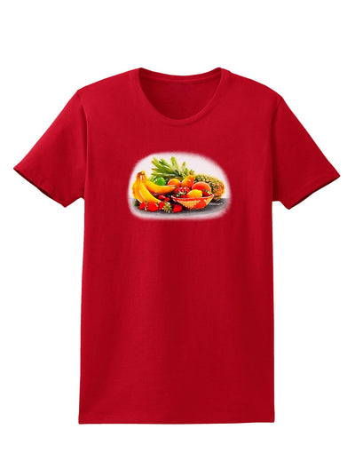 TooLoud Watercolor Fruit Bowl 1 Womens Dark T-Shirt-TooLoud-Red-X-Small-Davson Sales