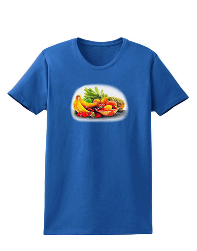 TooLoud Watercolor Fruit Bowl 1 Womens Dark T-Shirt-TooLoud-Royal-Blue-X-Small-Davson Sales