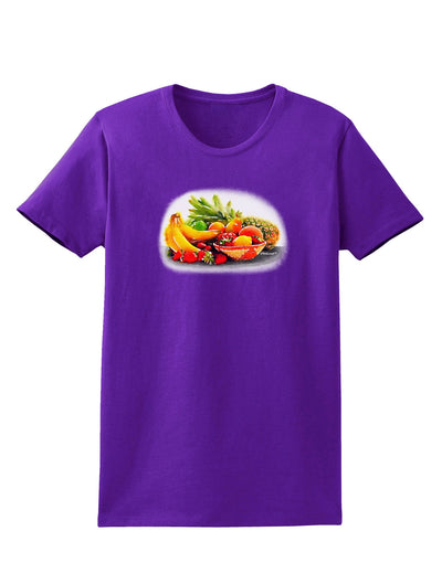 TooLoud Watercolor Fruit Bowl 1 Womens Dark T-Shirt-TooLoud-Purple-X-Small-Davson Sales