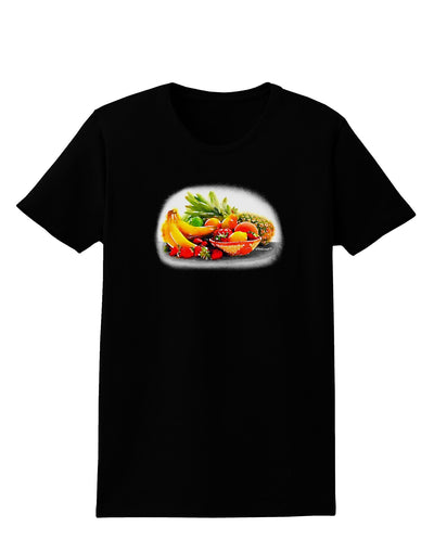 TooLoud Watercolor Fruit Bowl 1 Womens Dark T-Shirt-TooLoud-Black-X-Small-Davson Sales